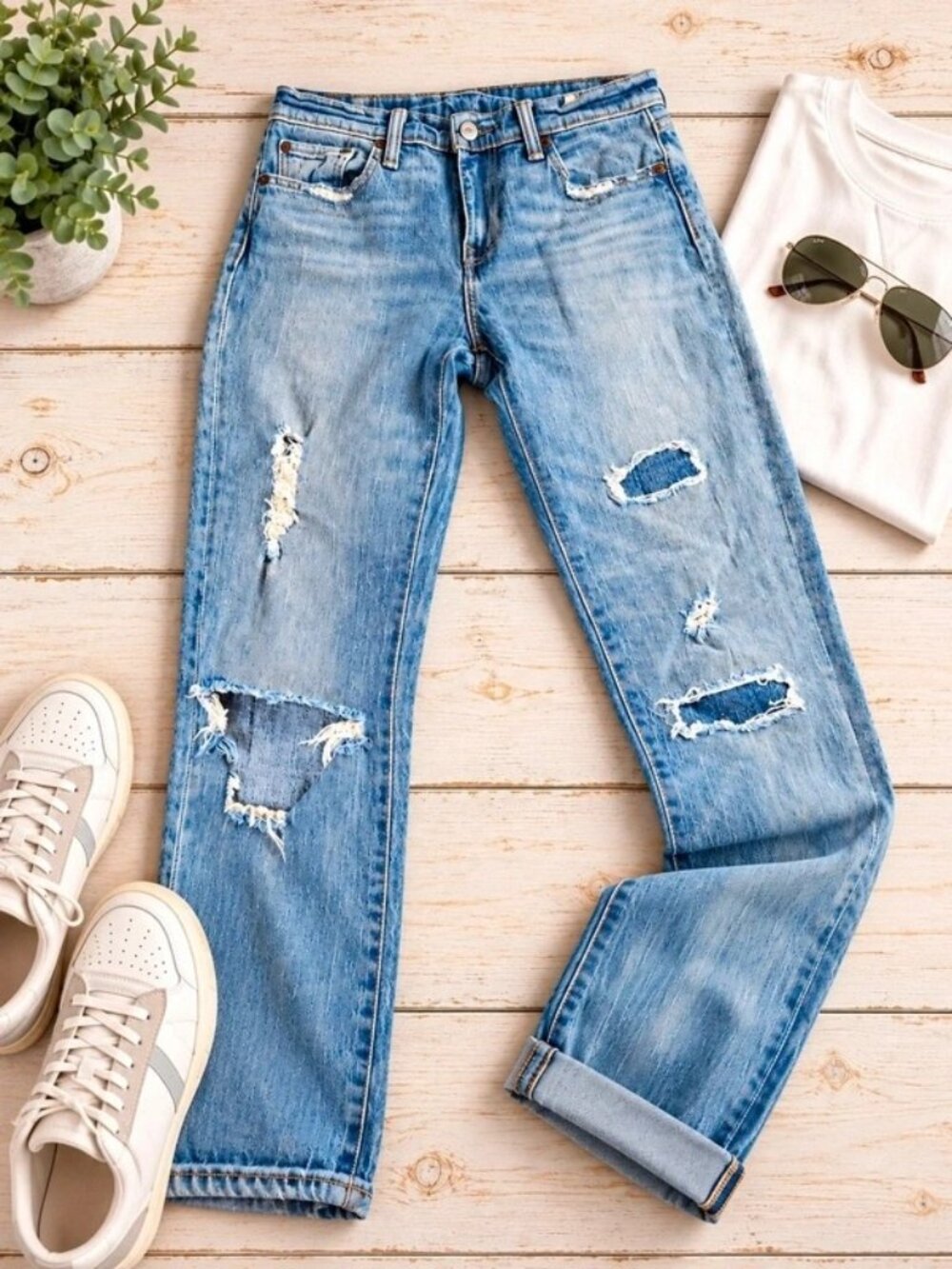 Levi’s 511 White Oak Cone Denim Distressed Slim Jeans W29 L32 Light Wash